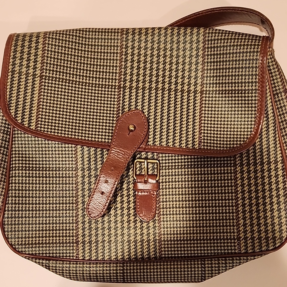 Vintage Polo Ralph Lauren brown checkered women's bag